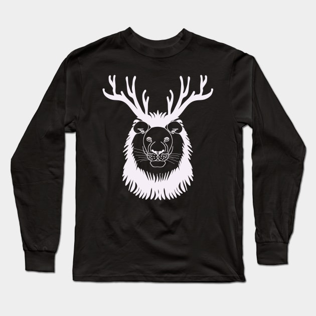 LION WITH ANTLERS Long Sleeve T-Shirt by STYLIZED ART